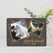 2 Foto Frame Gold und Black Wedding Vielen Dank Dankeskarte (Stehend Vorderseite)