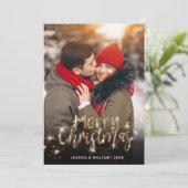 2 FOTO Frohe Weihnachten Gold Sparkle Gruß Holi (Stehend Vorderseite)