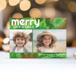 2 Foto - Frohe Weihnachten - Krawatte rot grün