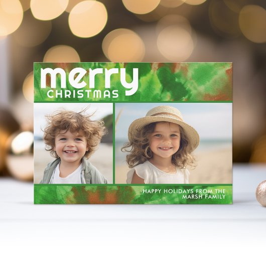 2 Foto - Frohe Weihnachten - Krawatte rot grün