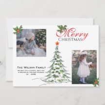 2 Foto Frohe Weihnachten- und Grünzweige