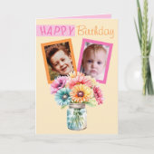 2-Foto-Gänsehaut-Rosa-Geburtstag Karte (Vorderseite)