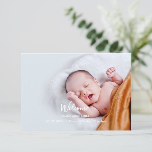 2 Foto Geburtsankündigungskarte | Neues Baby Ankündigung (Stehend Vorderseite)