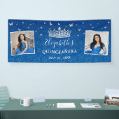 2 Foto Geburtstag Silber und Königlich Blau Quince Banner (Messe)