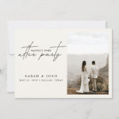 2 Foto glücklich je nach Creme Hochzeitsempfang Ankündigung (Vorderseite)