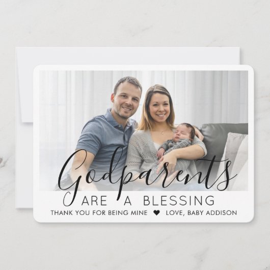 2 Foto Godeltern Moderne Taufe oder Weihnachten Dankeskarte (Vorderseite)