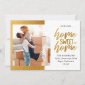 2 Foto Gold Foil Sweet Zuhause Moving Ankündigung (Vorderseite)