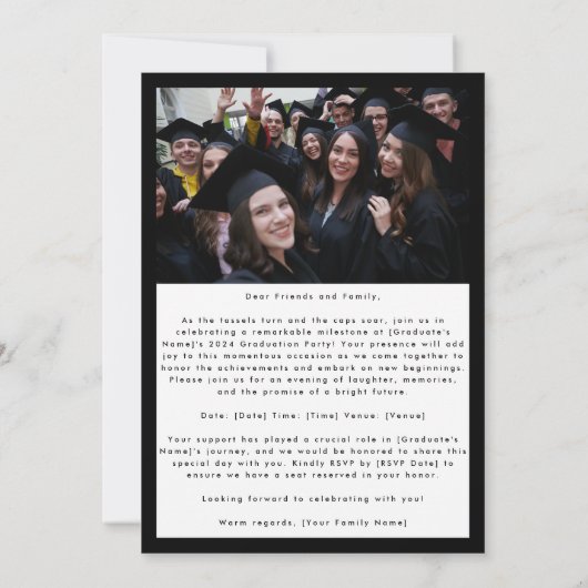 2 Foto Gold High School 2024 Graduation Party Einladung (Rückseite)