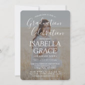 2 Foto Graduation Party Einfache White Text Overla Einladung (Vorderseite)