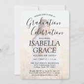 2 Foto Graduation Party Simple Black Text Overlay Einladung (Vorderseite)