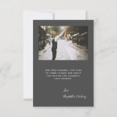 2-Foto-Graue Script-Hochzeit Danke-Karte Dankeskarte (Rückseite)