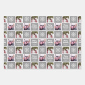 2 Foto Gray Neutrals Frohe Weihnachtsschneeflocken Geschenkpapier Set (Vorderseite)