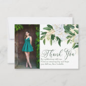 2 Foto Greenery Peony Rose Floral Dankeskarte (Vorderseite)