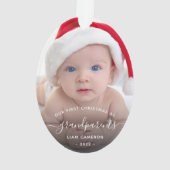 2-Foto Großeltern Erste Weihnachtsschrift Ornament (Rückseite)