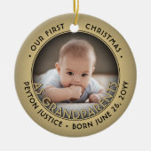 2 Foto Großeltern Erste Weihnachtszeit Schwarz & G Keramik Ornament (Vorne)