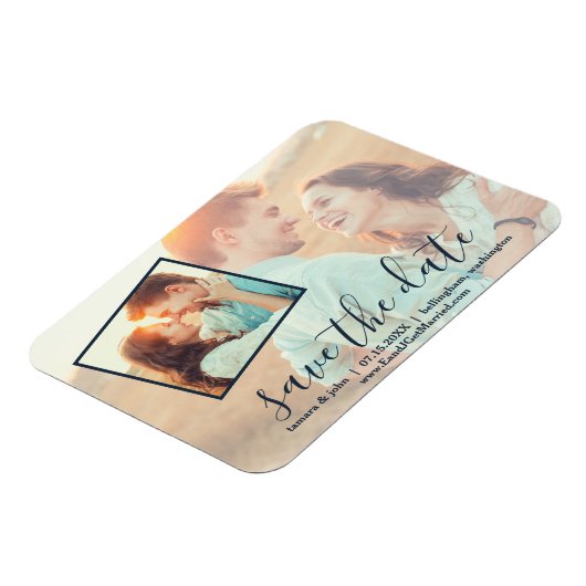 2 Foto Handschrift Save the Date Magnet (Linke Seite)