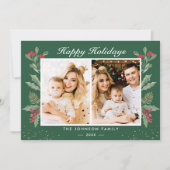 2 Foto Happy Holidays Holly Berries Weihnachten (Vorderseite)