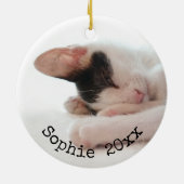 2 Foto Haustier Name & Jahr Einfache schwarze Typo Keramik Ornament (Hinten)