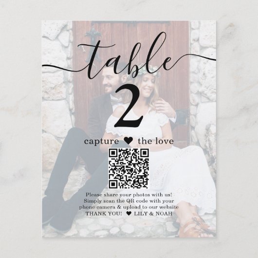 2 Foto Hochzeit Website QR Code Light Tischnummer (Rückseite)