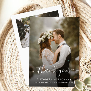 2-Foto-Hochzeit-Weiß-Dankeskarten-Skript Dankeskarte
