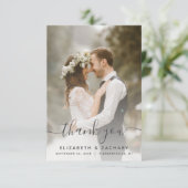 2-Foto-Hochzeitskript Dankeskarte (Stehend Vorderseite)