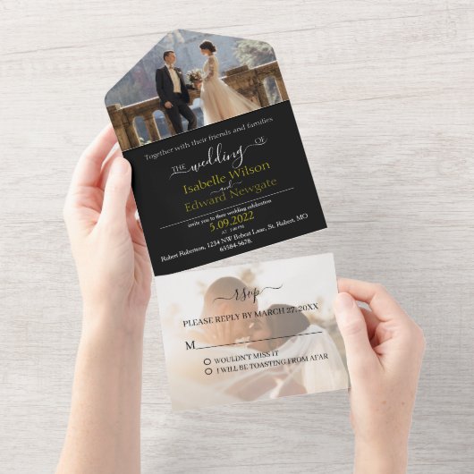 2 Foto in einer Einladung, UAWG All In One Einladung (Abreißen)