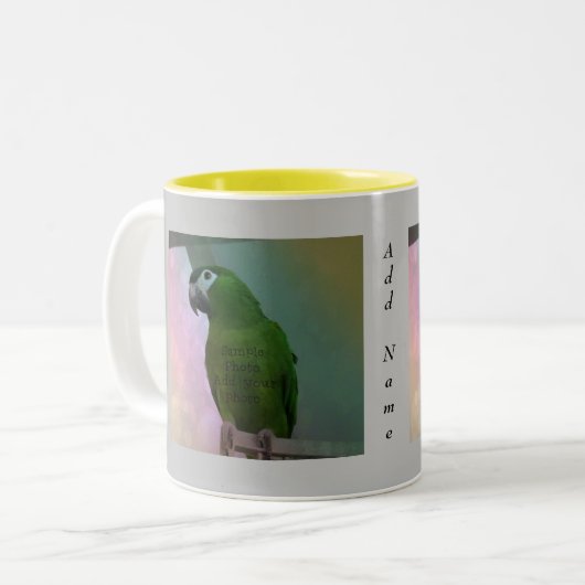 2 Foto Individueller Mug-grauer Hintergrund Zweifarbige Tasse (Vorderseite Links)