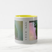 2 Foto Individueller Mug-grauer Hintergrund Zweifarbige Tasse (Mittel)