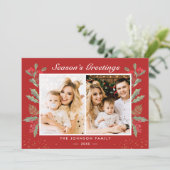 2 Foto Jahresgrüße Heilige Berries Weihnachten (Stehend Vorderseite)