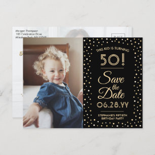2 Foto Jegliches Geburtstags-Gold Save the Date Einladungspostkarte