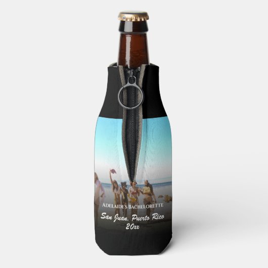 2 Foto Junggeselinnen-Abschied Gefallen Personalis Flaschenkühler (Flasche Rückseite)