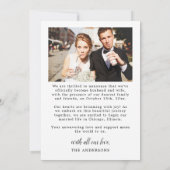 2 Foto Just Married Modern Script Heart Wedding Ankündigung (Rückseite)