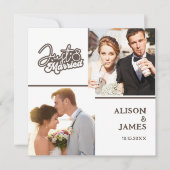 2 Foto Just Married Modern Script Heart Wedding Ankündigung (Vorderseite)