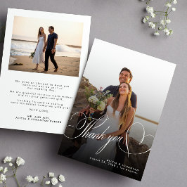 2 Foto Kalligraphie Skript einfache Hochzeit Dankeskarte