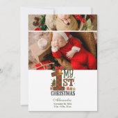 2 Foto Kariert Erstes Weihnachtsfest Feiertagskarte (Vorderseite)