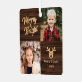 2 Foto Kinder Rustikales Holz Weihnachten Ornament Aus Metall (Vorderseite links)