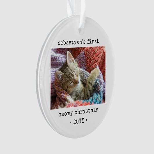 2 Foto Kitten's 1. Meowy Weihnachten Jeder Text Ha Ornament (Vorderseite)