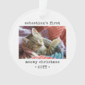 2 Foto Kitten's 1. Meowy Weihnachten Jeder Text Ha Ornament (Vorderseite)