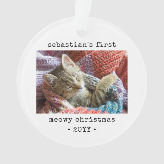 2 Foto Kitten's 1. Meowy Weihnachten Jeder Text Ha Ornament (Vorderseite)