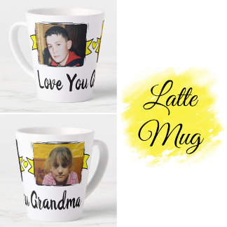 2 Foto Lieb dich Oma gelbe Latte Tasse