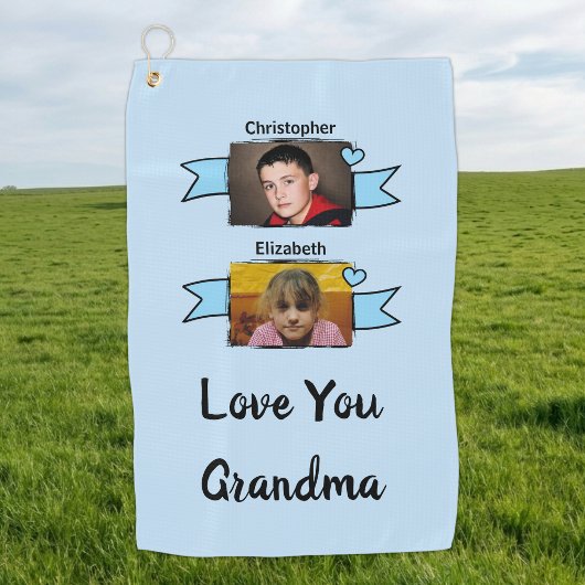 2 Foto Liebe dich Oma blau Golfhandtuch