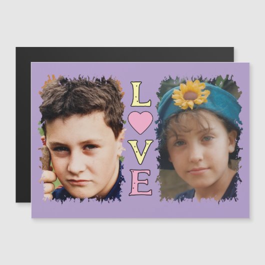 2 Foto Liebe Gelbe rosa Magnetkarte Magneteinladung (Vorne/Hinten)