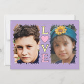 2 Foto Liebe Gelbe rosa Magnetkarte Magneteinladung (Vorderseite)