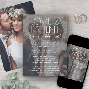 2 Foto Liebe ist Patientenhochzeit Rezeption Weiß Einladung