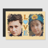 2 Foto Liebe orange blaue Magnetkarte Magneteinladung (Vorne/Hinten)