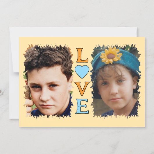 2 Foto Liebe orange blaue Magnetkarte Magneteinladung (Vorderseite)