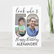 2 Foto Look Who's 50 50 Birthday Bilder Karte