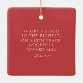 2 Foto Luke 2:14 Gottesherrschaft Weihnachten Keramikornament (Rückseite)