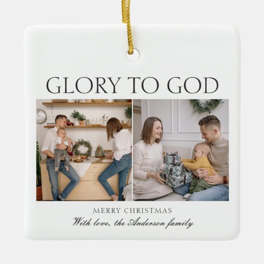2 Foto Luke 2:14 Gottesherrschaft Weihnachten Keramikornament (Vorderseite)