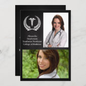 2 Foto Medical Caduceus Laurel Einladung (Vorne/Hinten)